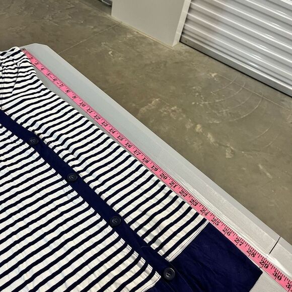Soma Striped Hooded Cardigan Duster‎ Button Front Lightweight Nautical Coastal S - Picture 7 of 10